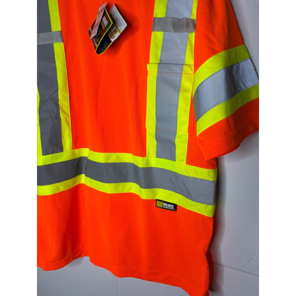 Holmes Workwear Mens Hi-Vis Orange Reflective Safety T-Shirt Size M 116524MHORM